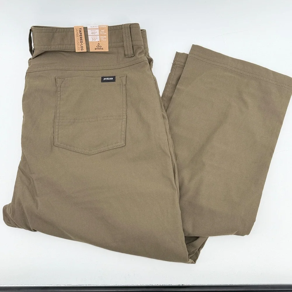 Prana Brion Slim Pant II Slate Green 40x30 Mens Tapered Leg ReZion 1965551